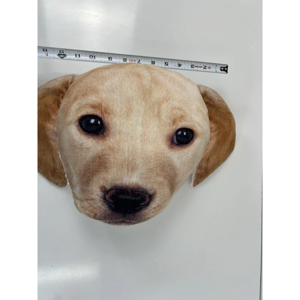 Realistic DOG FACE PILLOW Yellow Labrador Stuffed Plush Throw Pillow Dog Bedding